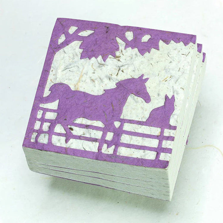 On The Farm - Horse & Cat - Purple - Eco-friendly Scratch Pads (Set of 3) front stacked