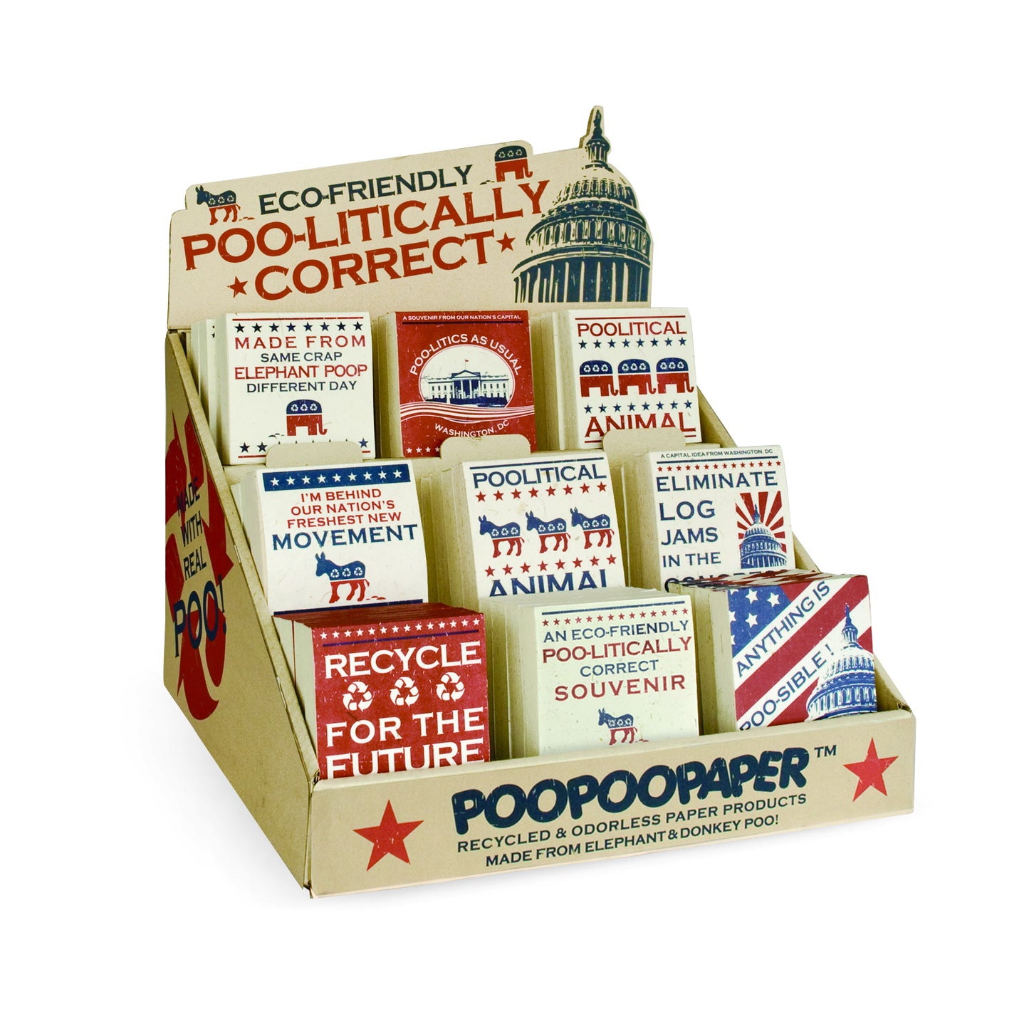 POO-LITICAL Pre-Pak Elephant & Donkey POOPOOPAPER (80 pieces)