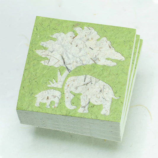 Classic Elephant POOPOOPAPER - Mom & Baby - Eco-friendly Scratch Pads - Grass (Set of 3) front stacked