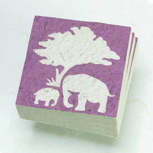 Classic Elephant POOPOOPAPER - Mom & Baby - Eco-friendly Scratch Pads - Purple (Set of 3) front stacked