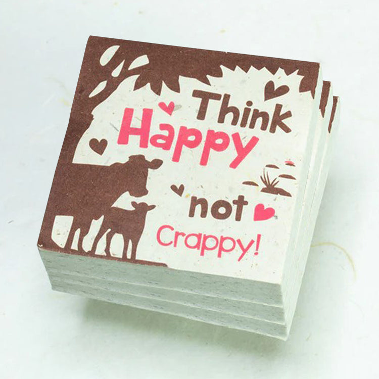Think Happy Not Crappy - Cow - Eco-friendly Scratch Pads - Set of 3 - Pink