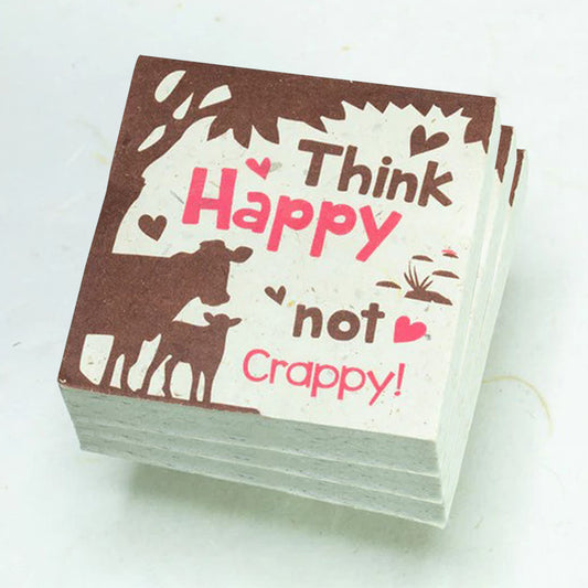 Think Happy Not Crappy - Cow - Eco-friendly Scratch Pads - Pink (Set of 3)