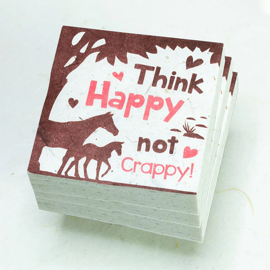 Think Happy Not Crappy - Horse - Eco-friendly Scratch Pads - Pink (Set of 3)