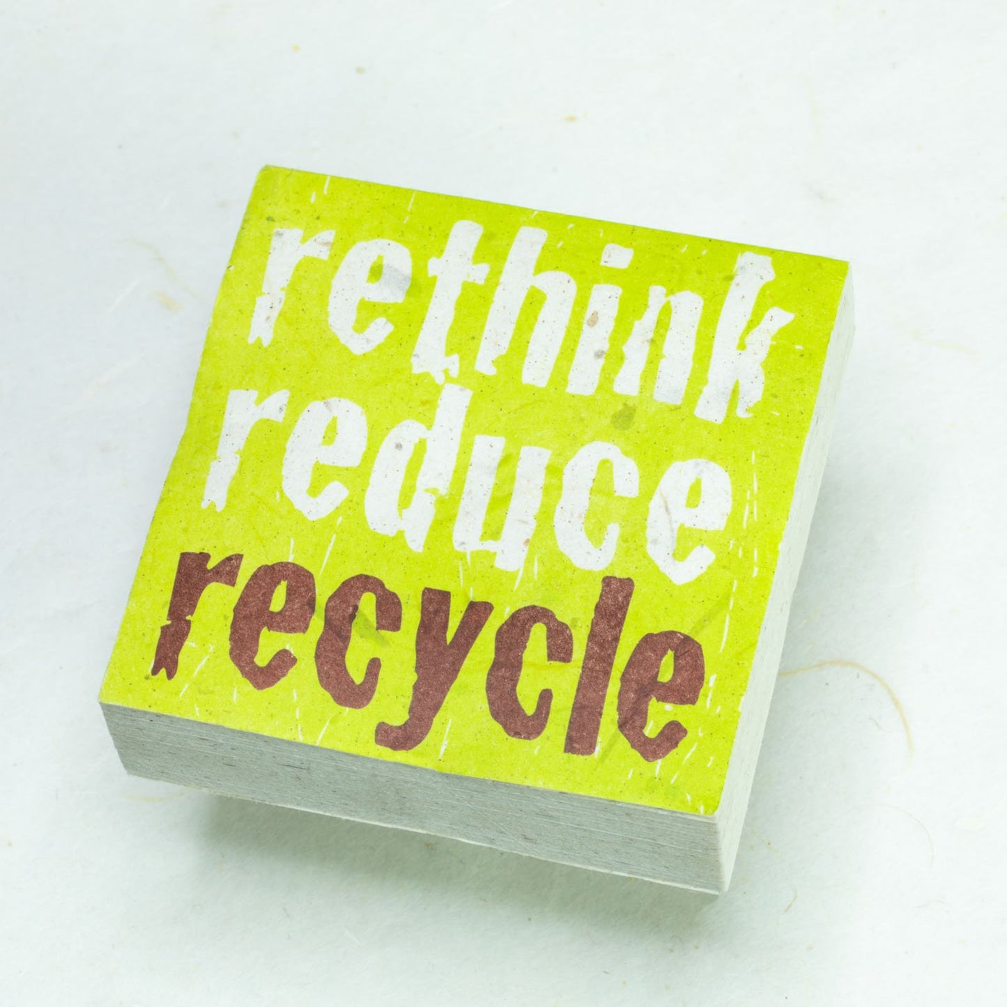 eco-friendly scratch pad made of elephant dung paper - rethink reduce recycle - front