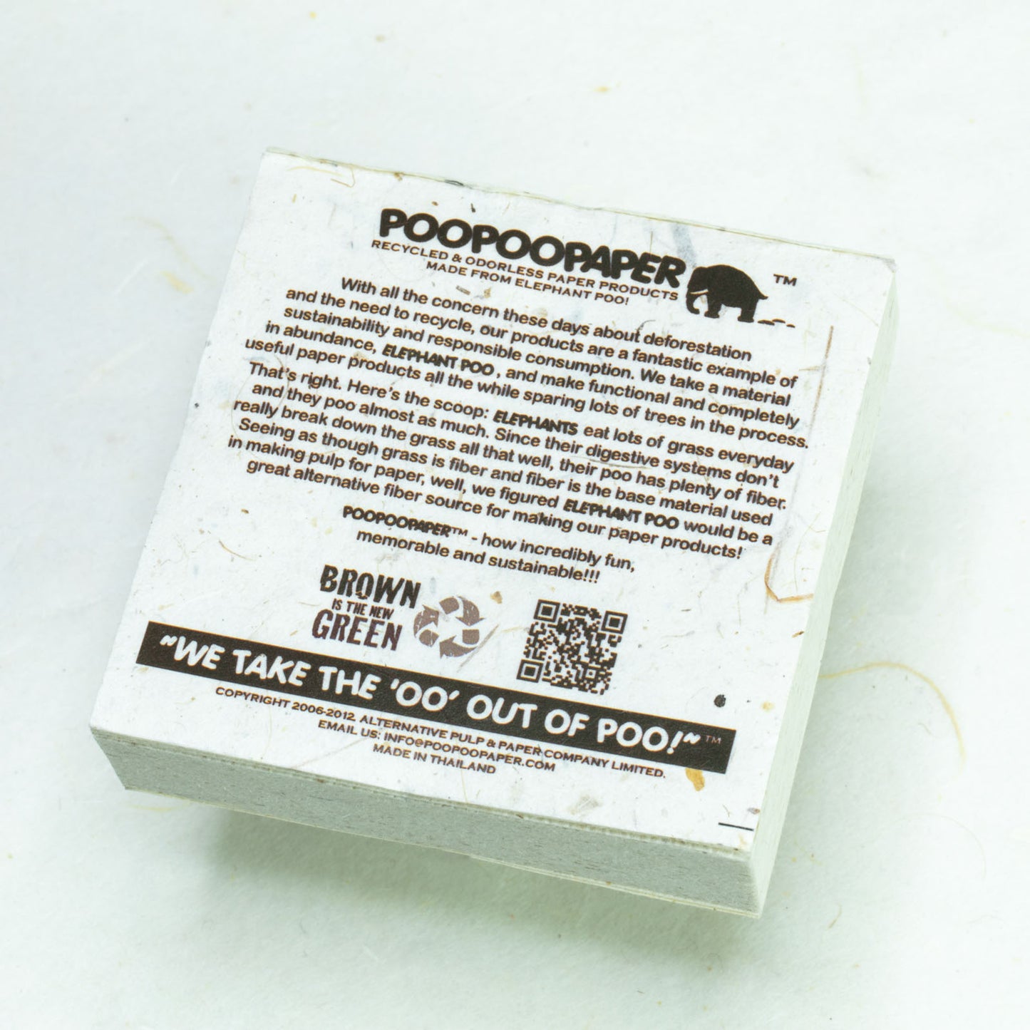 eco-friendly scratch pad made of elephant dung paper - back