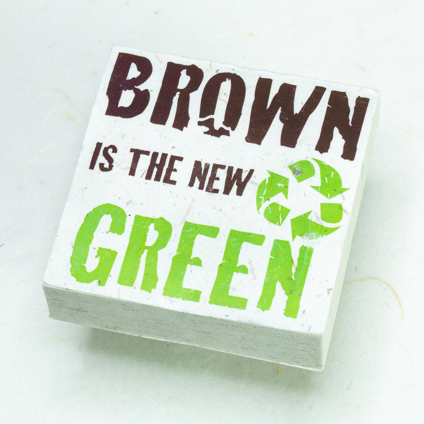 eco-friendly scratch pad made of elephant dung paper - brown is the new green - front