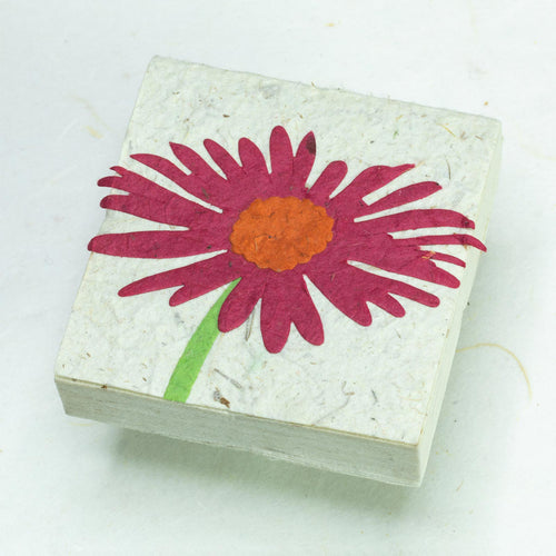 Eco-Friendly, Tree-Free POOPOOPAPER - Flower Garden Scratch Pad - Single Pink Flower (Set of 3) - Front