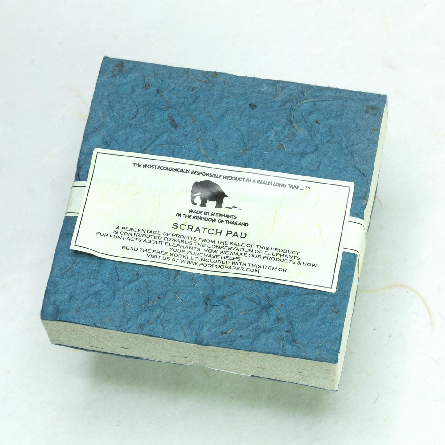 Classic Elephant POOPOOPAPER - Eco-friendly Scratch Pads - Blue - (Set of 3) - back