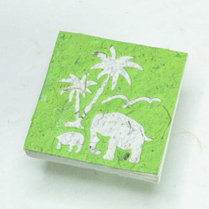 Scratch Pad Elephant Mom & Baby set - Green - Organic, Tree-Free Poo Paper - Front