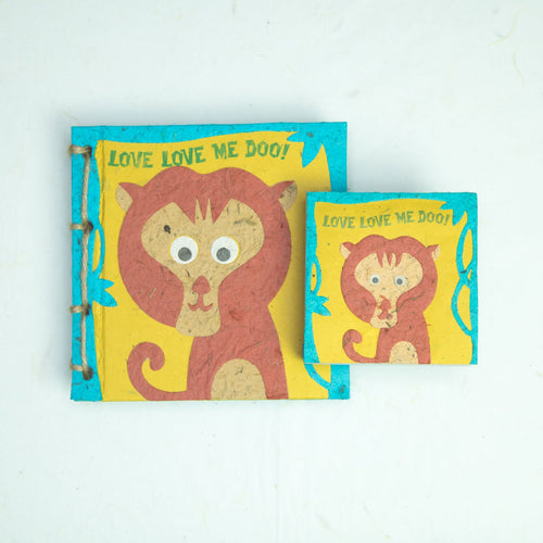 Eco-Friendly, Tree-free Face at the Zoo - Twine Journal and Scratch Pad set by POOPOOPAPER - Monkey