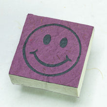 Load image into Gallery viewer, Eco-Friendly, Tree-Free, Organic POOPOOPAPER - Happy Face Scratch Pad - Purple - Set of 3 - Front