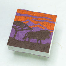 Load image into Gallery viewer, Eco-Friendly, Tree-Free POOPOOPAPER - Savannah Sunset Scratch Pad - Lion - Purple - Set of 3 - Front