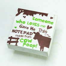 Load image into Gallery viewer, Eco-Friendly, Tree-Free POOPOOPAPER - Someone Loves Me - Cow Scratch Pad - Set of 3 -  Green - Front