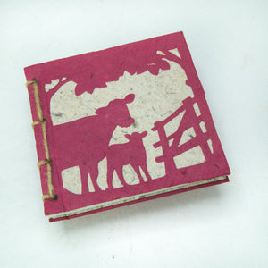 On the Farm - Twine Journal and Scratch Pad - Cow & Baby - Burgundy