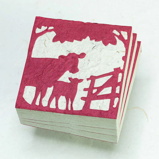 On The Farm - Cow & Baby - Burgundy - Eco-friendly Scratch Pads (Set of 3)