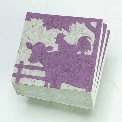 On The Farm - Cow & Rooster - Purple - Eco-friendly Scratch Pads (Set of 3)