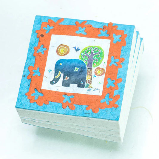 Artist Reproductions  - Thailand Themed - Elephant Sunrise Batik Eco-friendly Scratch Pads - Teal (Set of 3)