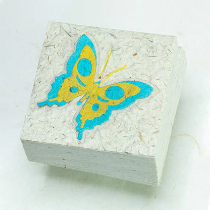 Butterfly Eco-friendly Eco-friendly Scratch Pads - Turquoise and Yellow (Set of 3) - front (stack)