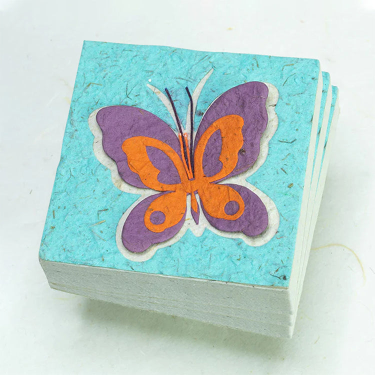 Butterfly Eco-friendly Scratch Pads - Purple/ Orange on Turquoise (Set of 3)