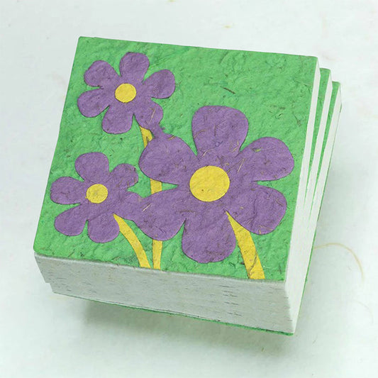 Flower Garden Scratch Pads - Three Purple Flowers (Set of 3)