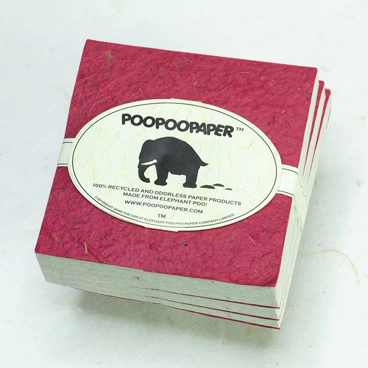 Classic Elephant POOPOOPAPER - Eco-friendly Scratch Pads - Burgundy - (Set of 3)