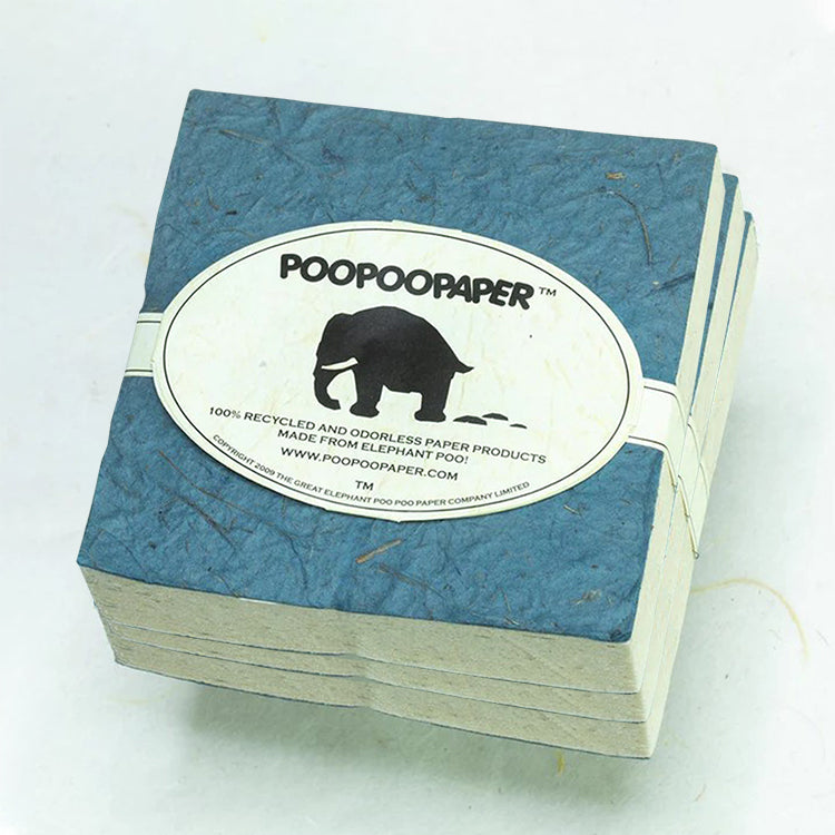 Classic Elephant POOPOOPAPER - Eco-friendly Scratch Pads - Blue - (Set of 3)