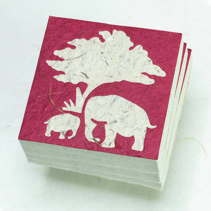 Eco-friendly Scratch Pads - Elephant Mom & Baby - Burgundy - Set of 3