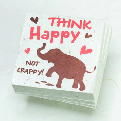 Think Happy Not Crappy - Elephant - Eco-friendly Scratch Pads - Set of 3 -  Pink