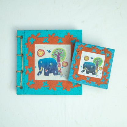 Artist Reproductions - Twine Ecofriendly Journal and Scratch Pad - Thailand Themed Batik Art Set - Teal - Front