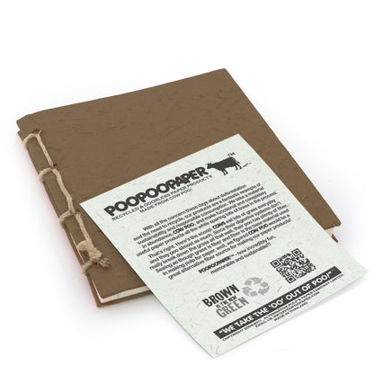 Eco-Friendly Journal Tree-Free Cow POOPOOPAPER - On The Farm - Cow & Dog - Brown - With Cow POOPOOPAPER story card