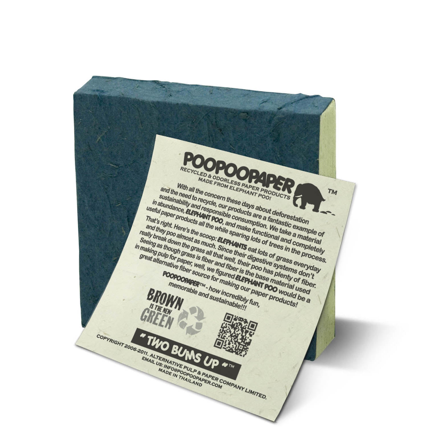 eco-friendly scratch pads - batik elephant blue - with elepnant POOPOOPAPER story