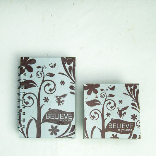 Inspirational POOPOOPAPER - Believe - Eco-friendly Journal and Scratch Pad set - front