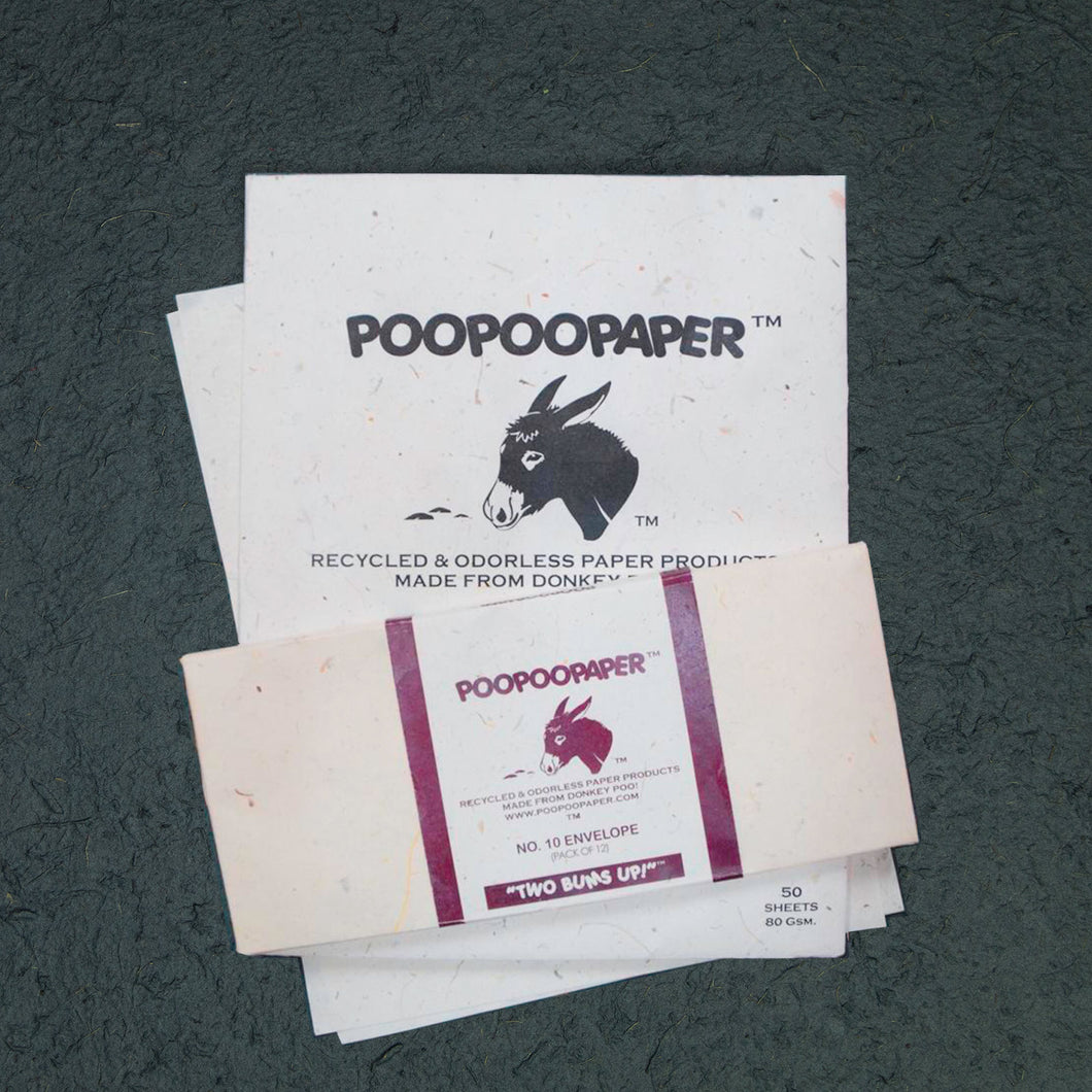 Eco-Friendly, Tree-Free, Letter Size Donkey POOPOOPAPER - A4 and Envelope Set
