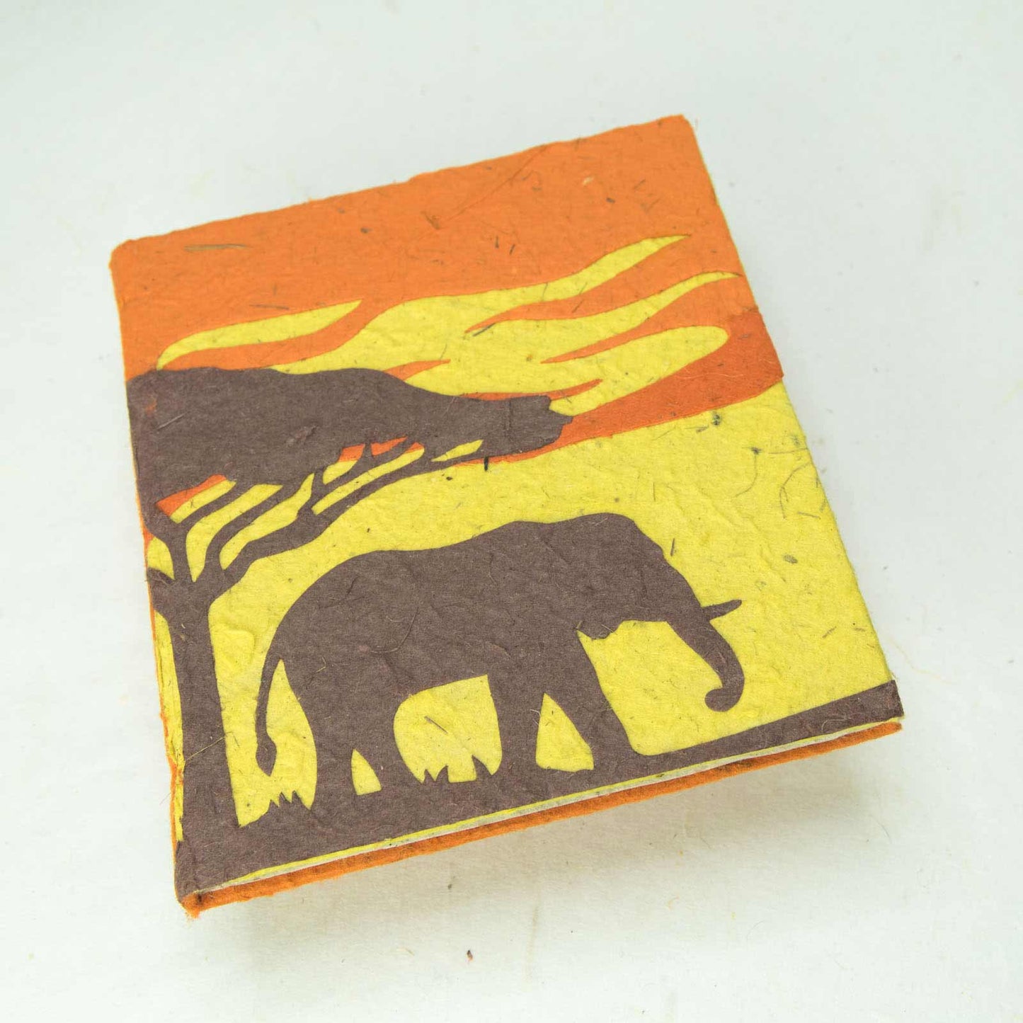 Eco-Friendly Journal & Sustainable Journal, Tree-Free POOPOOPAPER - Savannah Sunset - Elephant - Orange - Front