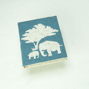 Eco-Friendly, Tree-Free, Classic Elephant POOPOOPAPER - Mom & Baby Mini-Journal - Blue - Front