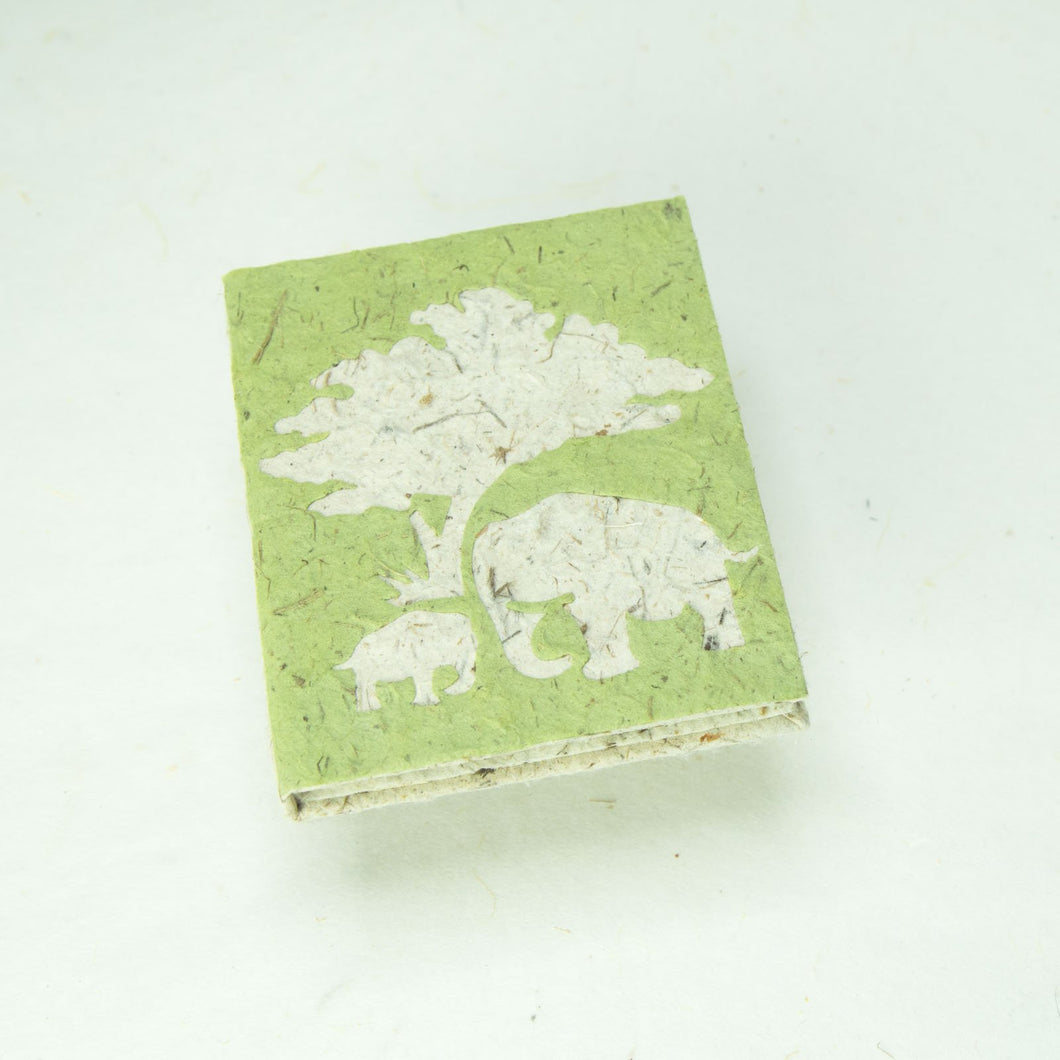 Eco-Friendly, Tree-Free, Classic Elephant POOPOOPAPER - Mom & Baby Mini-Journal - Grass - Front