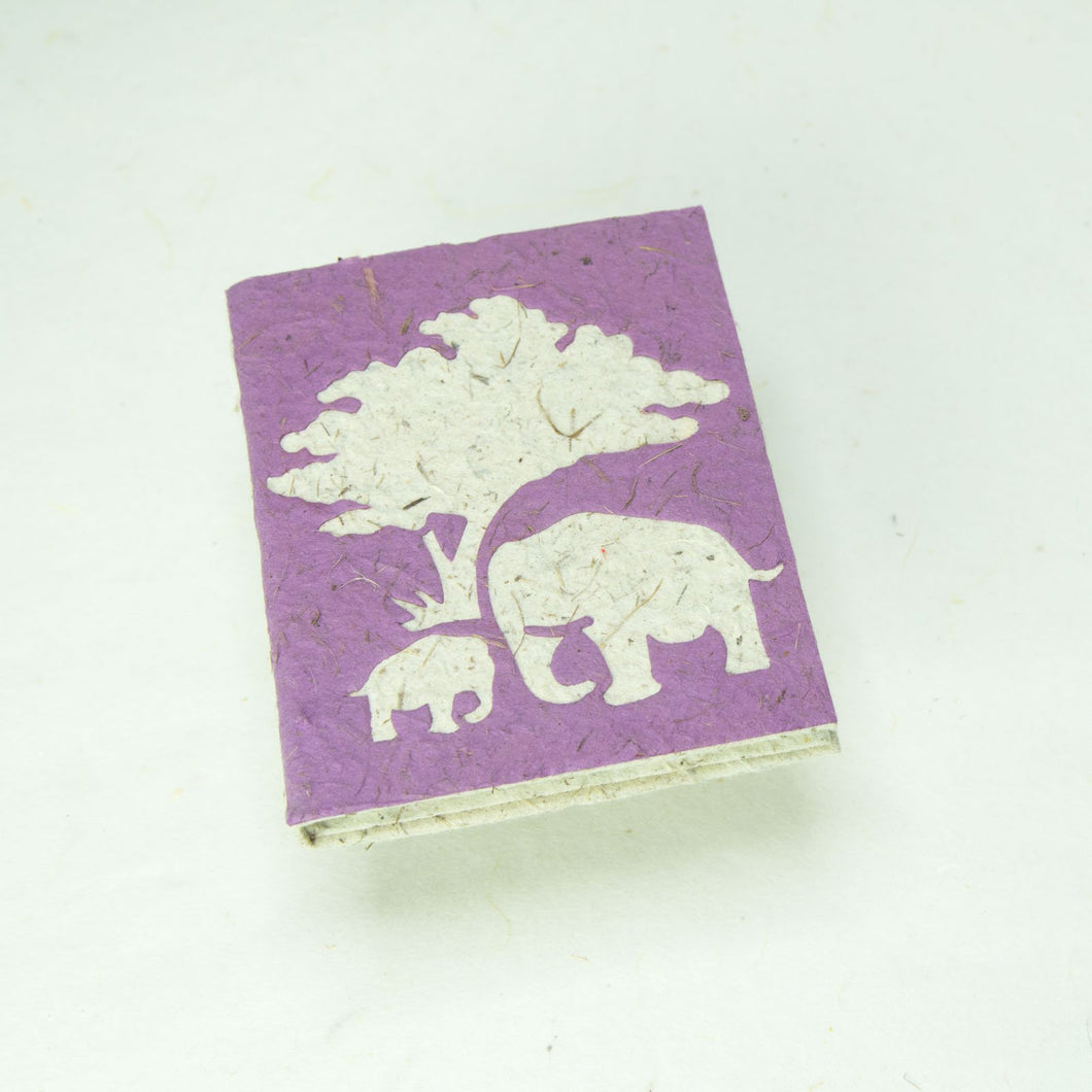 Eco-Friendly, Tree-Free, Classic Elephant POOPOOPAPER - Mom & Baby Mini-Journal - Purple - Front