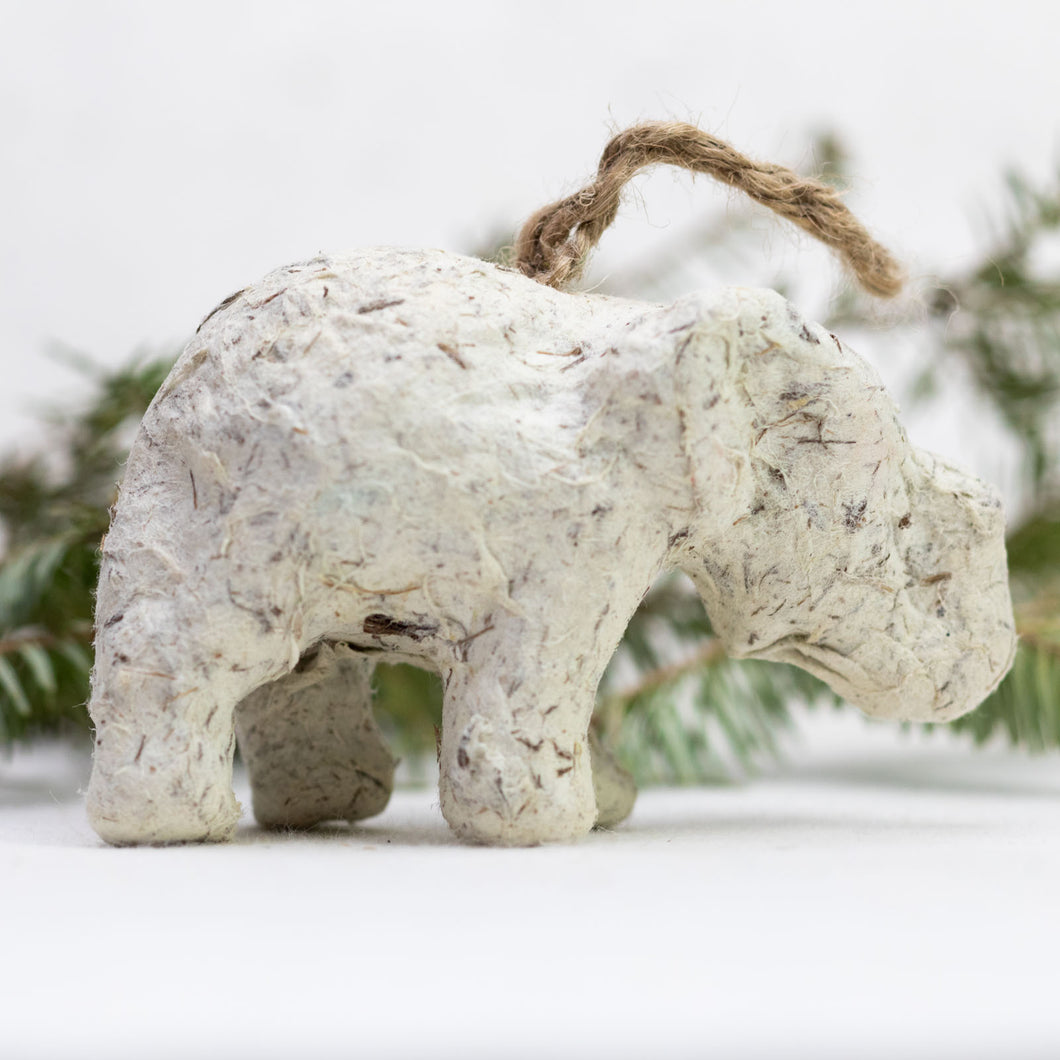 Elephant POOPOOPAPER Ornaments - Set of 2 Elephants - Natural