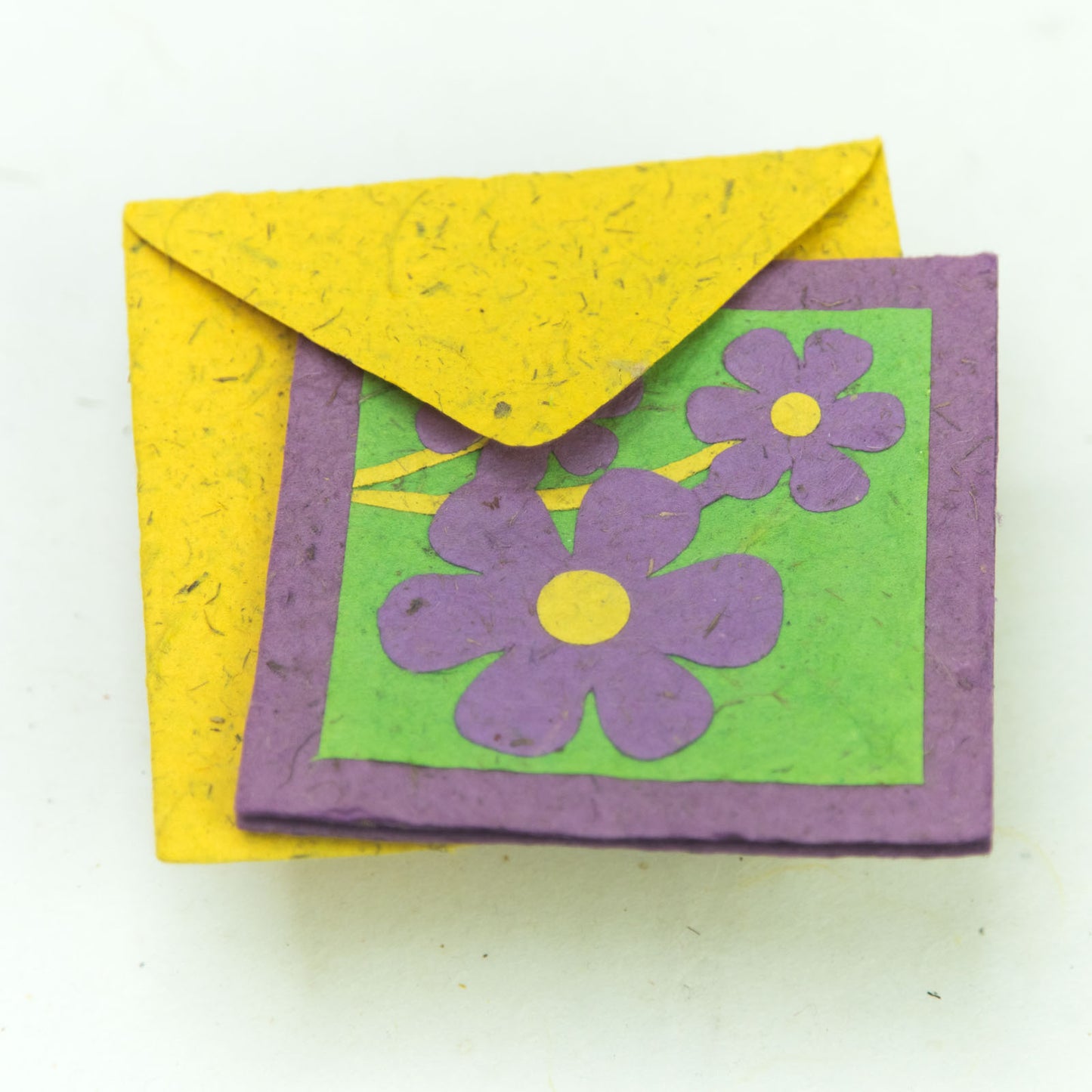 Flower Garden - Eco-friendly Greeting Card - Three Purple Flowers - with eco-friendly envelope