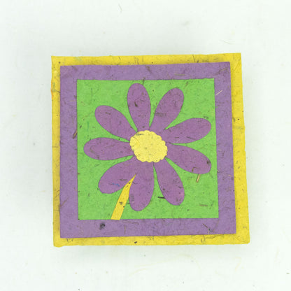 eco-friendly greeting card with single purple flower