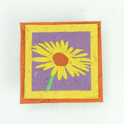 Flower Garden - eco-friendly Greeting Card - Single yellow Flower on top of eco-friendly envelope