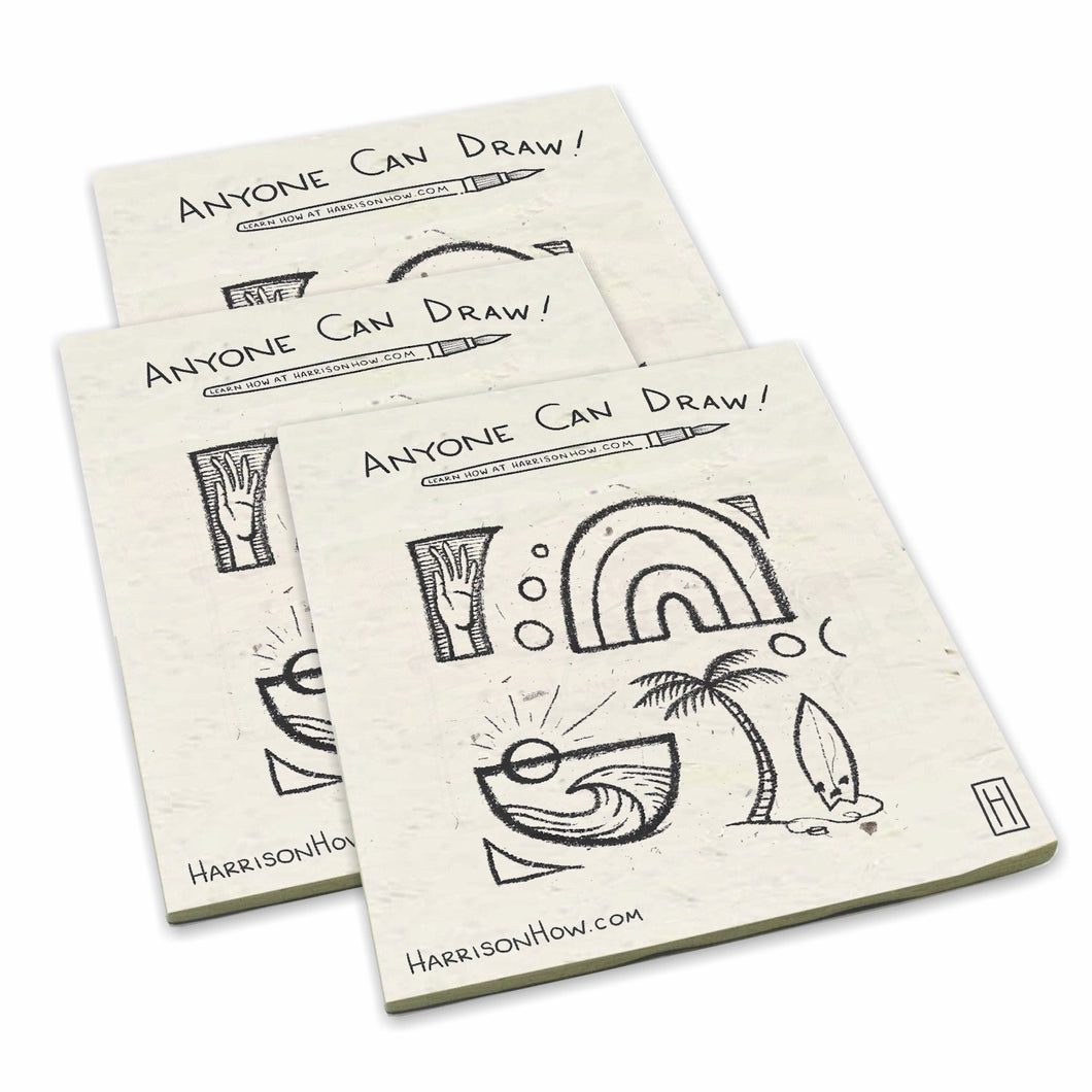 Harrison How - Anyone Can Draw! Artist's Large Drawing Pads (Set of 3) on Elephant POOPOOPAPER - 