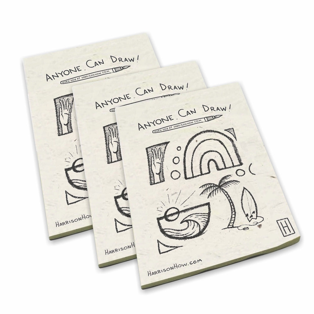 Harrison How - Anyone Can Draw! Artist's Small Drawing Pads (Set of 3) on Elephant POOPOOPAPER - 