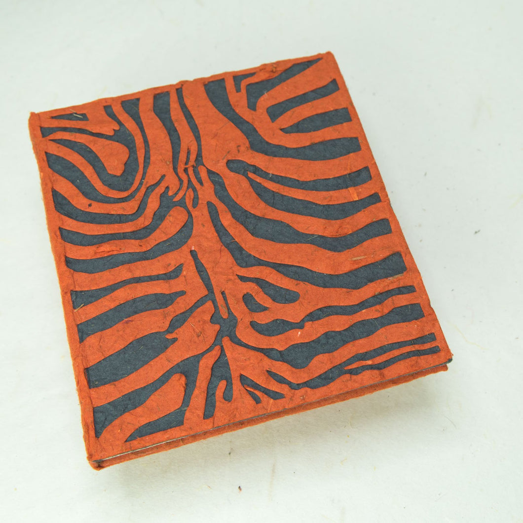 Eco-Friendly, Tree-Free, Sustainable, Organic Elephant POOPOOPAPER Journal with Tiger design - Front