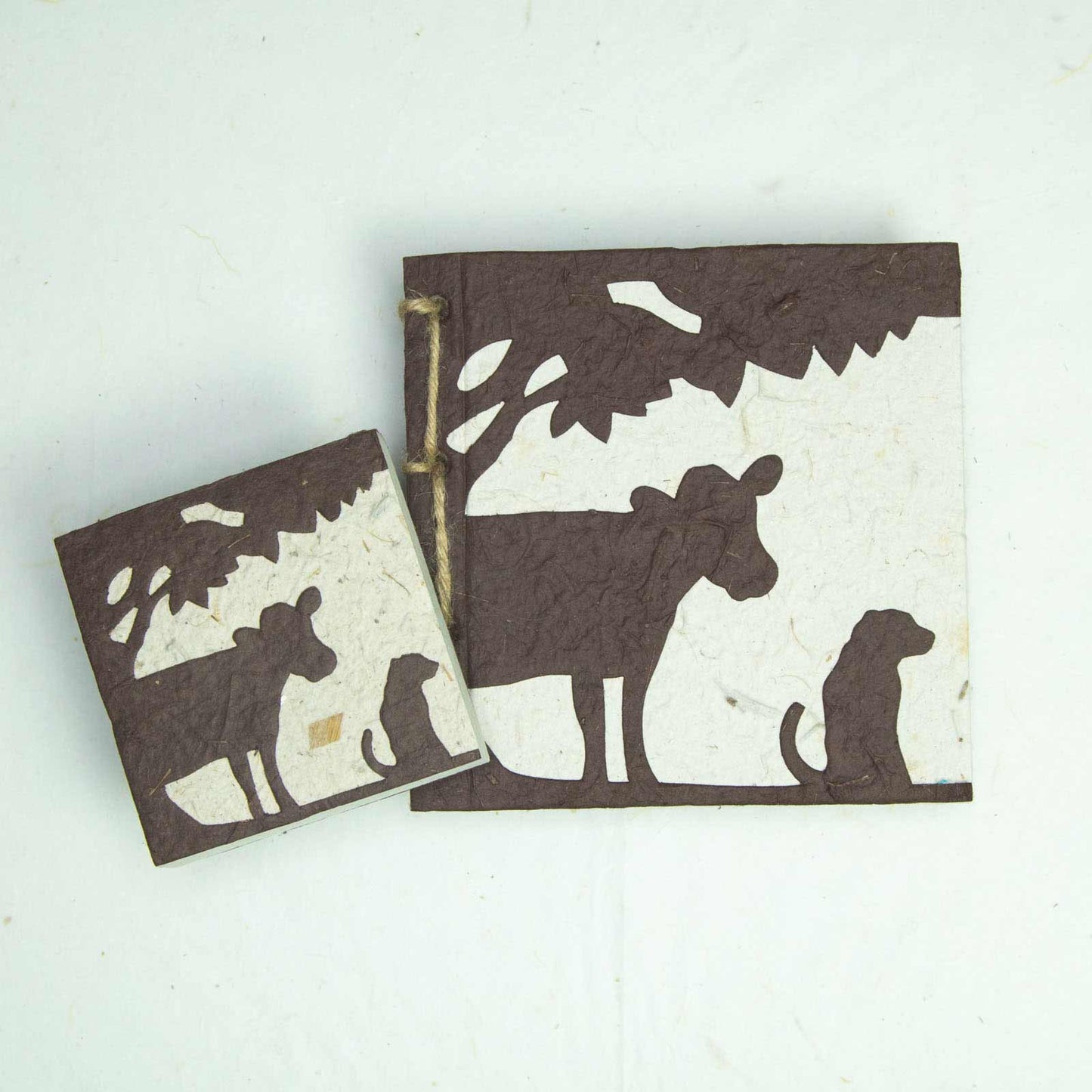 Eco-Friendly Journal & Sustainable Scratch Pad Cow POOPOOPAPER products - On The Farm - Cow & Dog - Bark - Front