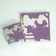 Load image into Gallery viewer, On the Farm - Twine Journal and Scratch Pad - Cow &amp; Rooster - Purple