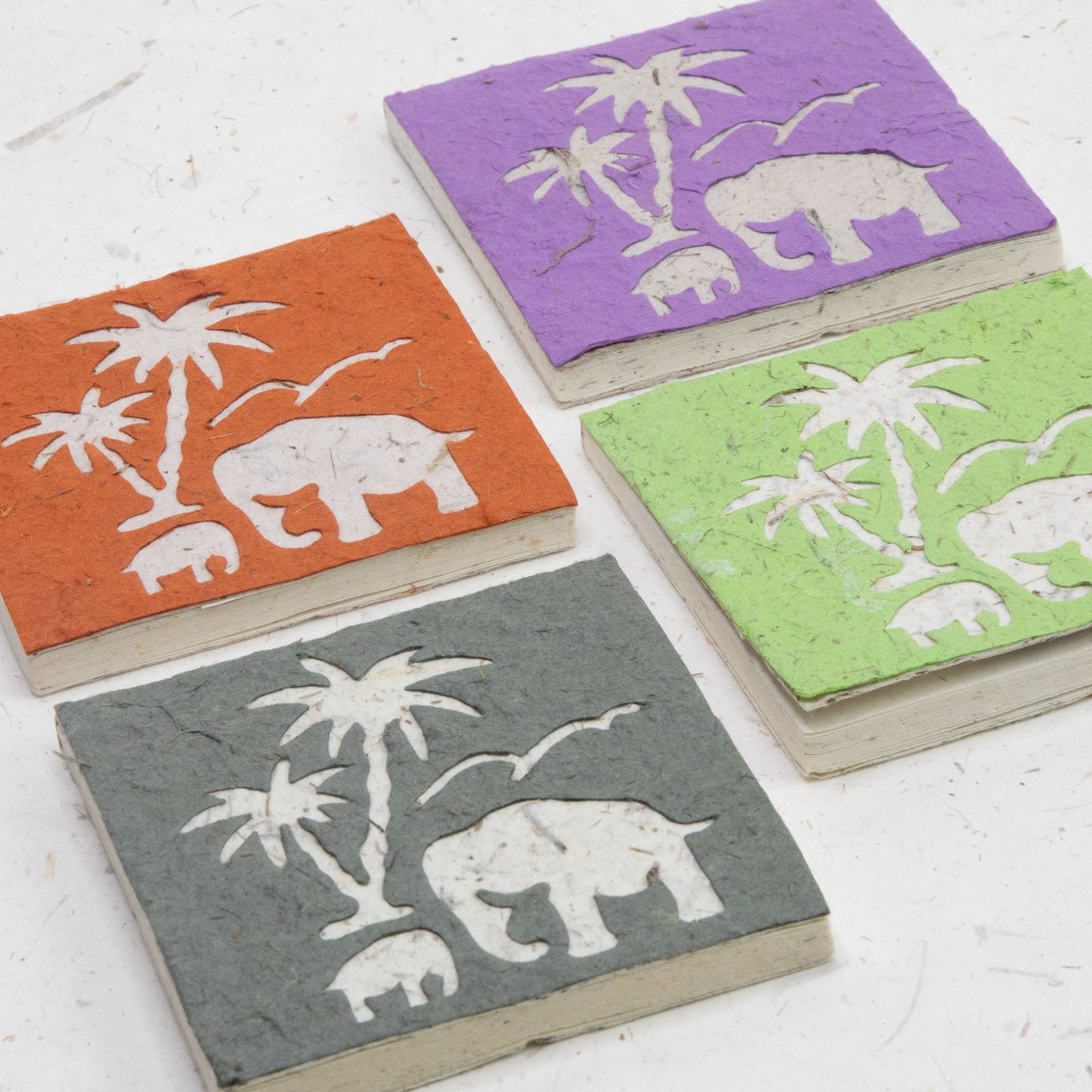 Assorted Gift-Pack of 25 Mini Eco-friendly Scratch Pads Elephant Mom & Baby with Palm Tree - front