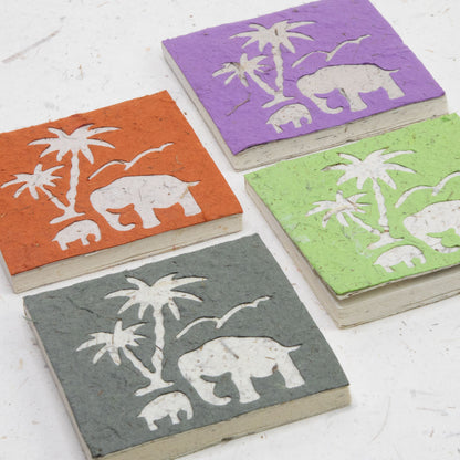 Assorted Gift-Pack of 25 Mini Eco-friendly Scratch Pads Elephant Mom & Baby with Palm Tree - front