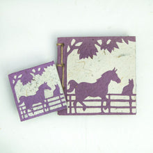 Load image into Gallery viewer, On the Farm - Twine Journal and Scratch Pad - Horse &amp; Cat - Purple