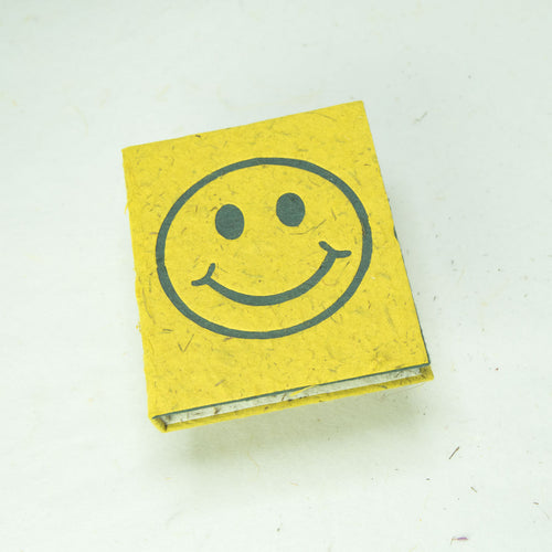 Eco-Friendly, Tree-Free POOPOOPAPER - Pile of Smile - Happy Face -  Yellow Mini-Journal - Front
